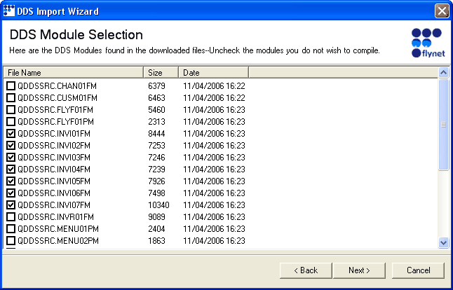 ddsimport_moduleselection